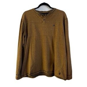 ETE Men's Tan Long Sleeve Henley